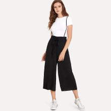 Shein Knot Front Pocket Side Pinafore Pants