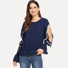 Shein Contrast Binding Open Sleeve Top