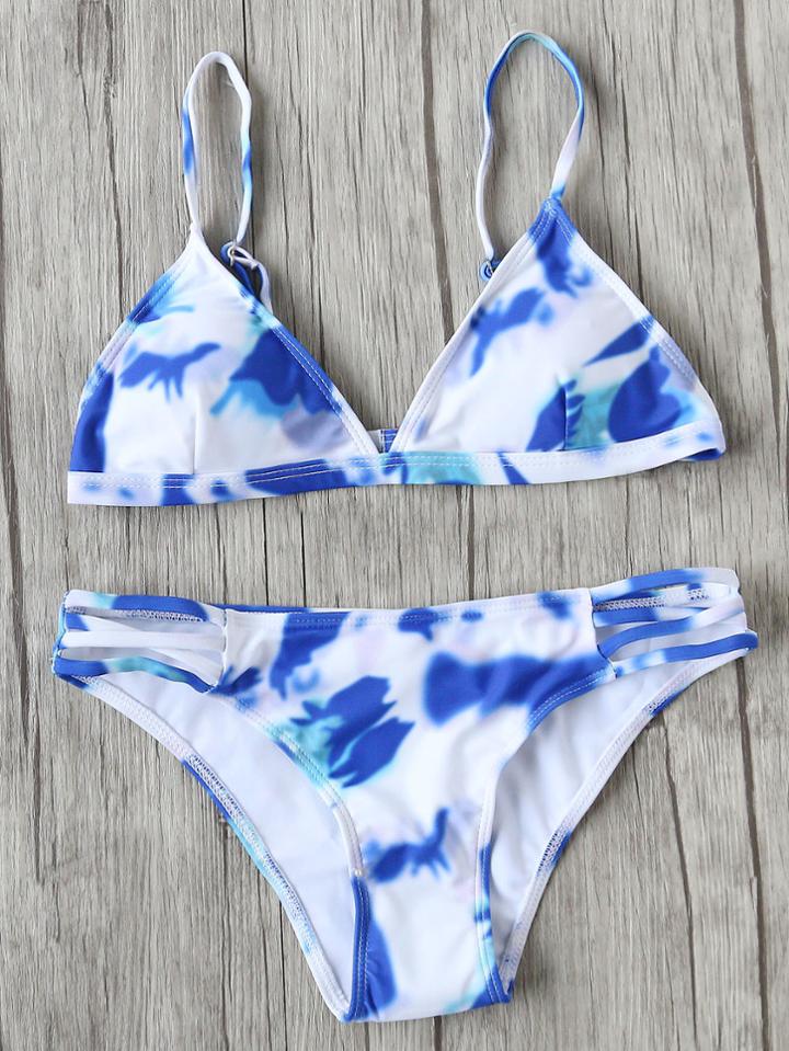 Shein Water Color Cutout Triangle Bikini Set