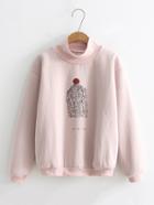 Shein Cartoon Print High Neck Sweatshirt