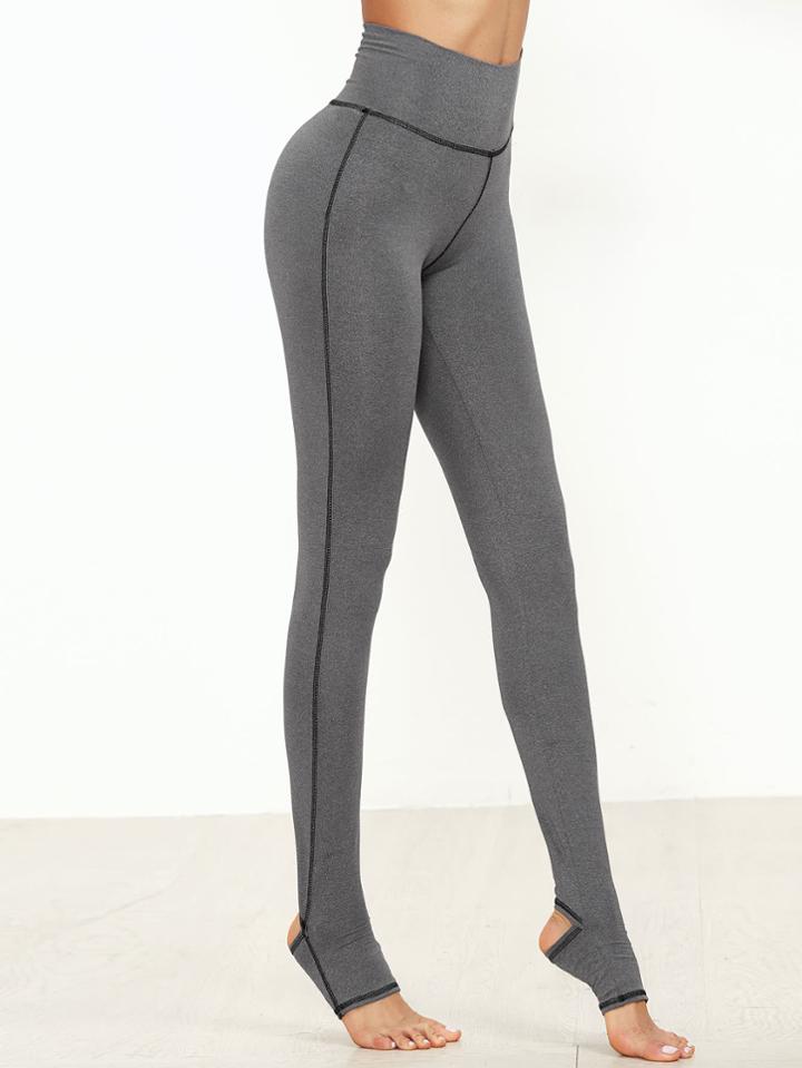 Shein Marled Knit Topstitch Stirrup Leggings