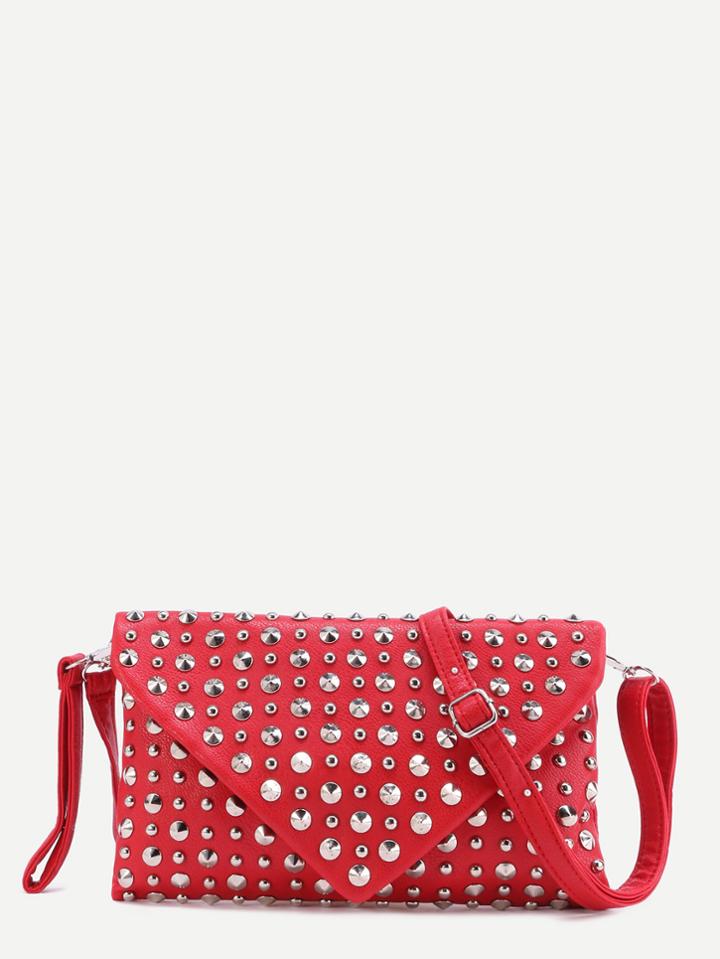 Shein Red Pu Studded Envelope Bag