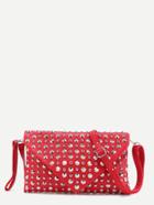 Shein Red Pu Studded Envelope Bag