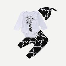 Shein Toddler Boys Giraffe Print Top & Pants & Hat