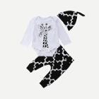 Shein Toddler Boys Giraffe Print Top & Pants & Hat