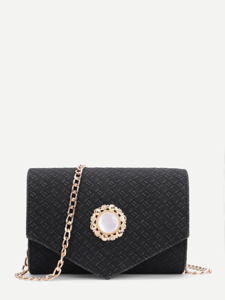 Shein Woven Design Flap Chain Bag With Jewelry