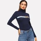 Shein High Neck Letter Tee