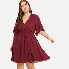 Shein Plus Flutter Sleeve Surplice Wrap Dress