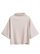 Shein Mock Neck Drop Shoulder High Low Cuffed T-shirt