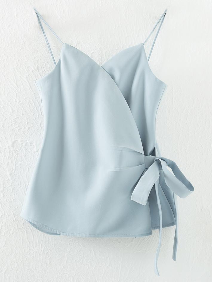 Shein Light Blue Spaghetti Strap Bow Side Wrap Cami Top