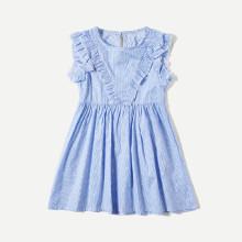 Shein Girls Frill Trim Striped Dress