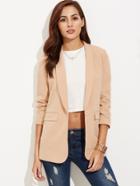 Shein Nude Shawl Collar 3/4 Sleeve Fitted Blazer