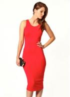 Rosewe Hot Round Neck Solid Red Straight Dress For Work