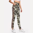 Shein Contrast Letter Tape Side Camo Pants