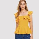 Shein Ruffle Trim Foldover Front Top