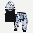 Shein Toddler Boys Hooded Tee With Camo Pants