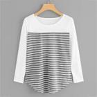 Shein Plus Cut And Sew Panel Striped Tee