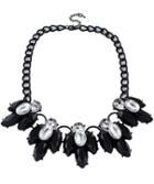 Shein Black Gemstone Tassel Chain Necklace