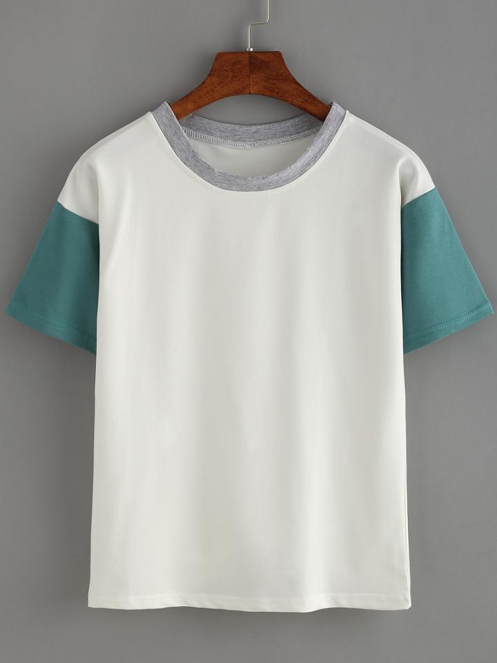 Shein Contrast Short Sleeve T-shirt