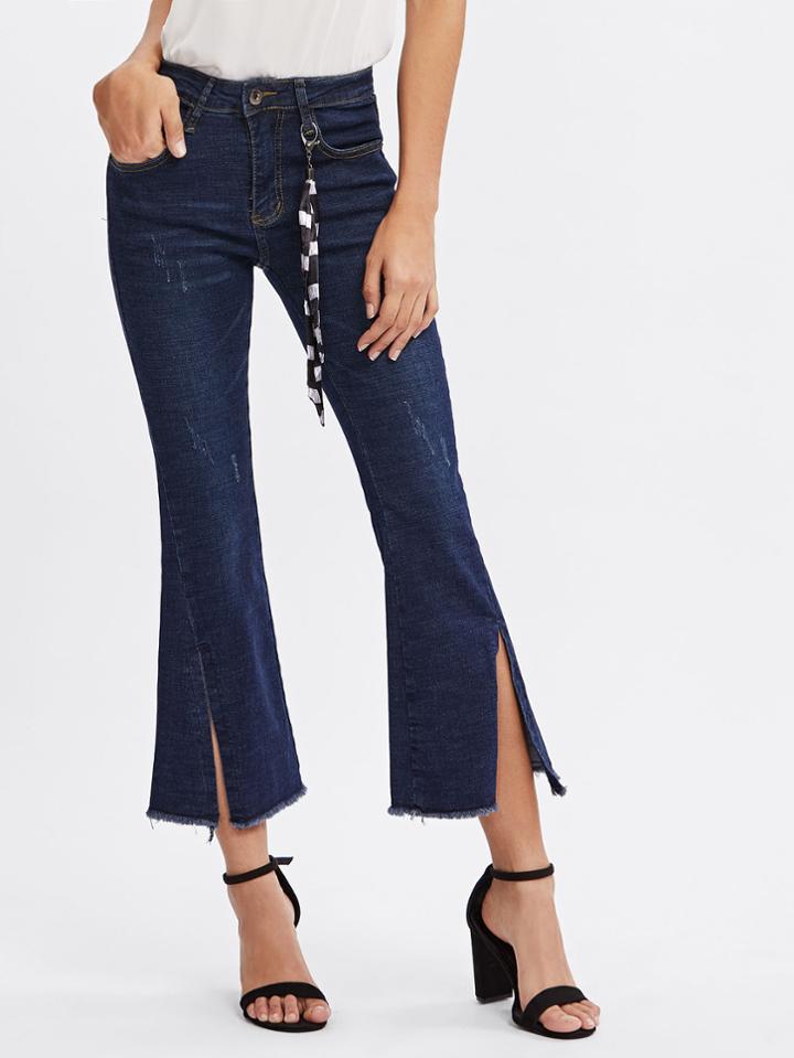 Shein Slit Front Bell Flare Jeans