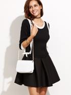 Shein Contrast Trim Bow Tie Pleated Combo Dress
