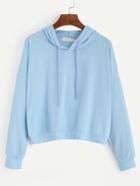 Shein Blue Drop Shoulder Hooded Sweatshirt