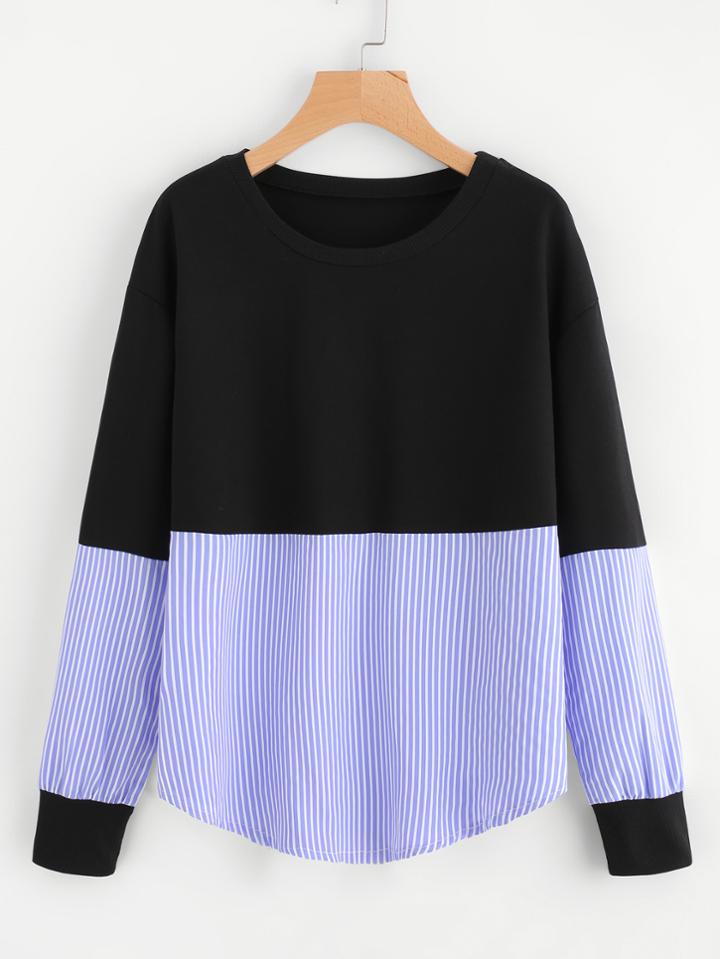 Shein Contrast Stripe Drop Shoulder Sweatshirt
