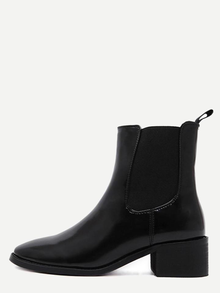 Shein Black Faux Leather Elastic Short Boots