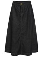 Shein Black Button A Line Denim Skirt