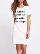 Shein White Letter Print T-shirt Dress