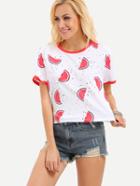 Shein Multicolor Fruit Print Short Sleeve T-shirt
