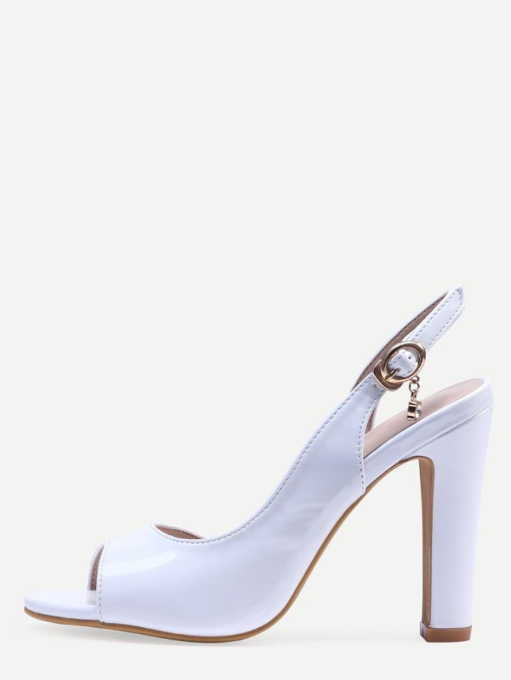 Shein White Peep Toe Slingback Half D'orsay Sandals