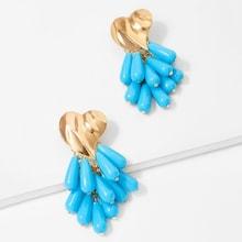 Shein Textured Heart Tassel Drop Earrings
