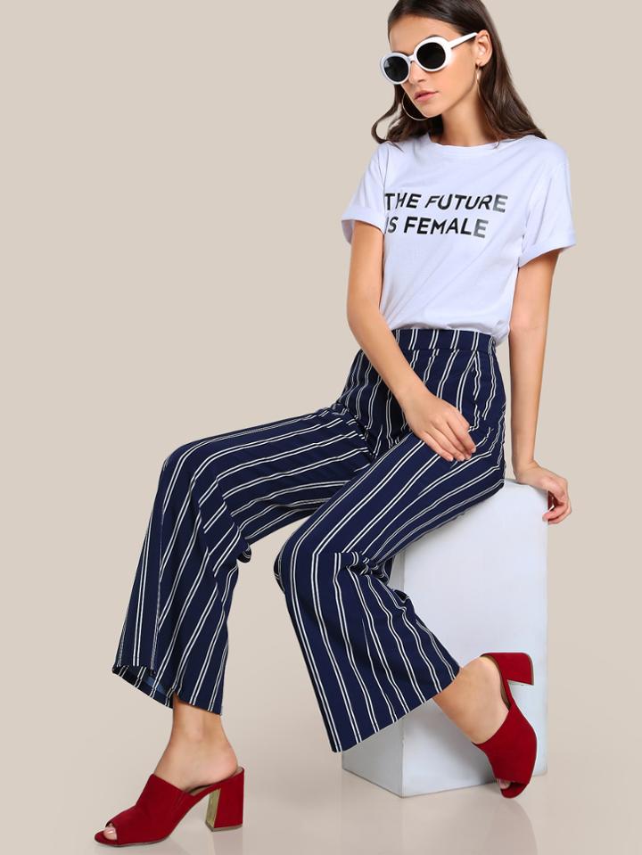 Shein Striped Wide Leg Tailored Pants