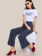 Shein Striped Wide Leg Tailored Pants