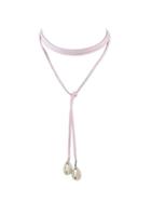 Shein Pink Braided Pu Leather Chain Choker Necklace With Shell