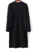Shein Black Zipper Detail High Low Sweater Dress