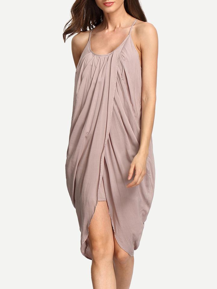 Shein Apricot Sleeveless High Low Ruffle Dress