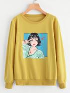 Shein Girl Print Sweatshirt