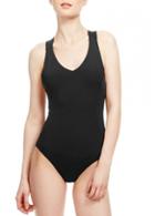 Rosewe Black Criss Cross Backless One Piece Swimwear