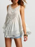 Shein White Crochet Tank Top With Buttons