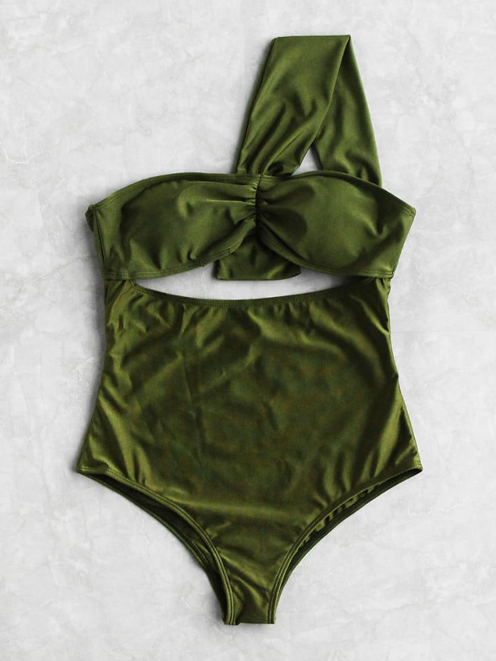 Shein Cutout Front One Shoulder Swimsuit