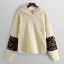 Shein Contrast Leopard Print Teddy Sweatshirt