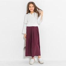 Shein Girls Tie Neck Contrast Lace Blouse With Pants