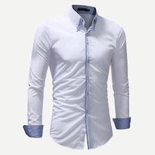 Shein Men Contrast Plaid Trim Shirt