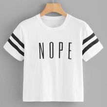 Shein Letter Print Stripe Contrast Tee