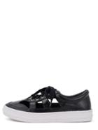 Shein Black Round Toe Cutout Thick-soled Lace-up Top Loafers