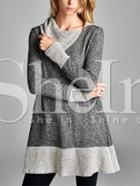 Shein Grey Asymmetrical Lapel Contrast Hem Dress