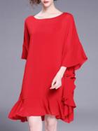 Shein Batwing Sleeve Ruffle Dress