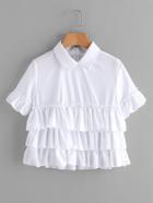 Shein Tiered Frill Trim Peter Pan Collar Blouse